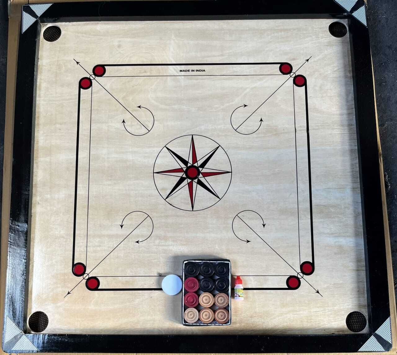 shaad top WOODEN 32INCH CARRM BOARD WITH WOODEN COINS (SET OF 1)AND DISCO POWDER 4 cm Carrom Board-picture-18
