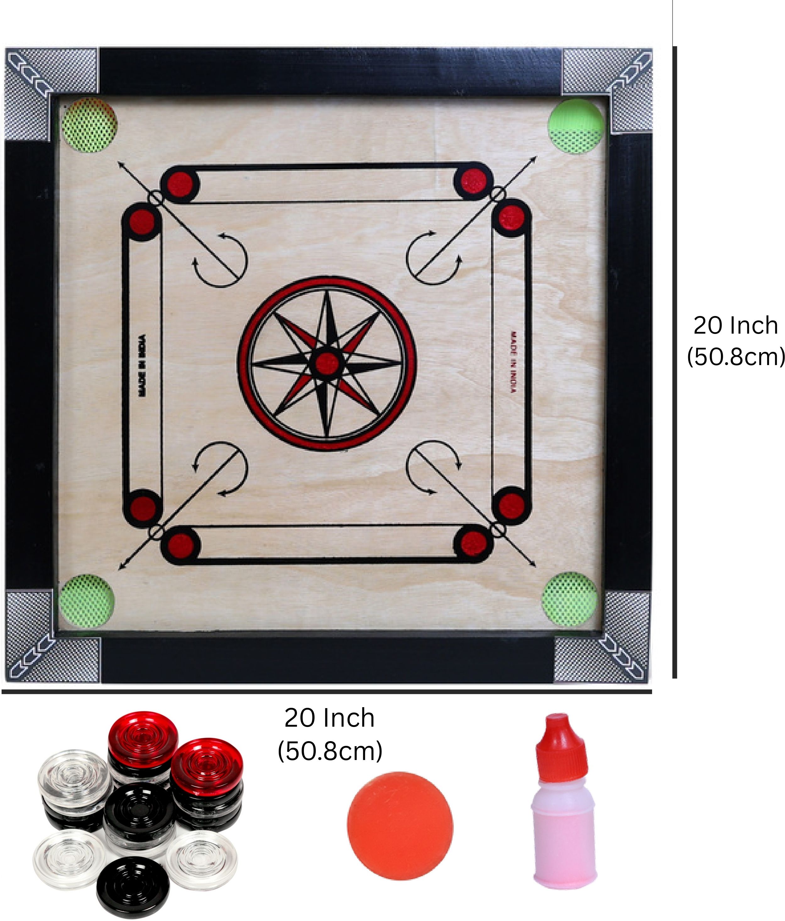 r c enterprises Carrom Board 20 Inches With 24 Pcs. Crystal Coins And Super Disco Powder 5gm. 50.8 cm Carrom Board-picture-13