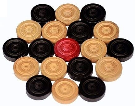 Wooden Coins - 9 Black + 9 White + 2 Red - 20 Pieces 15 cm Carrom Board-image-42