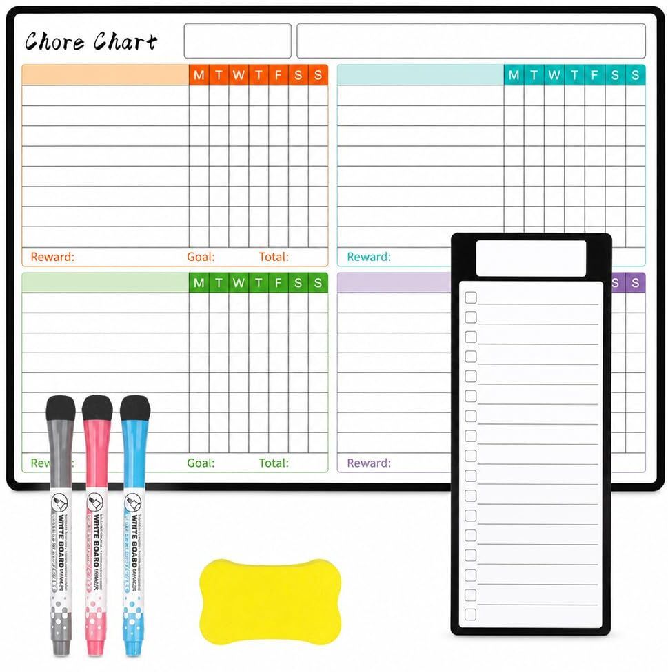 Dry Erase Chore Chart Set with Extra Board for Family Weekly Planning Organizer 0.5 cm Dart Board-image-8