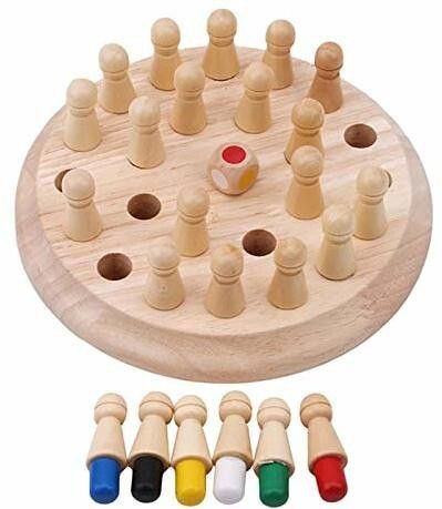 Classic Wooden Memory Chess Intelligence Game Kids , ntellectual Toy Gift, 18 cm Chess Board