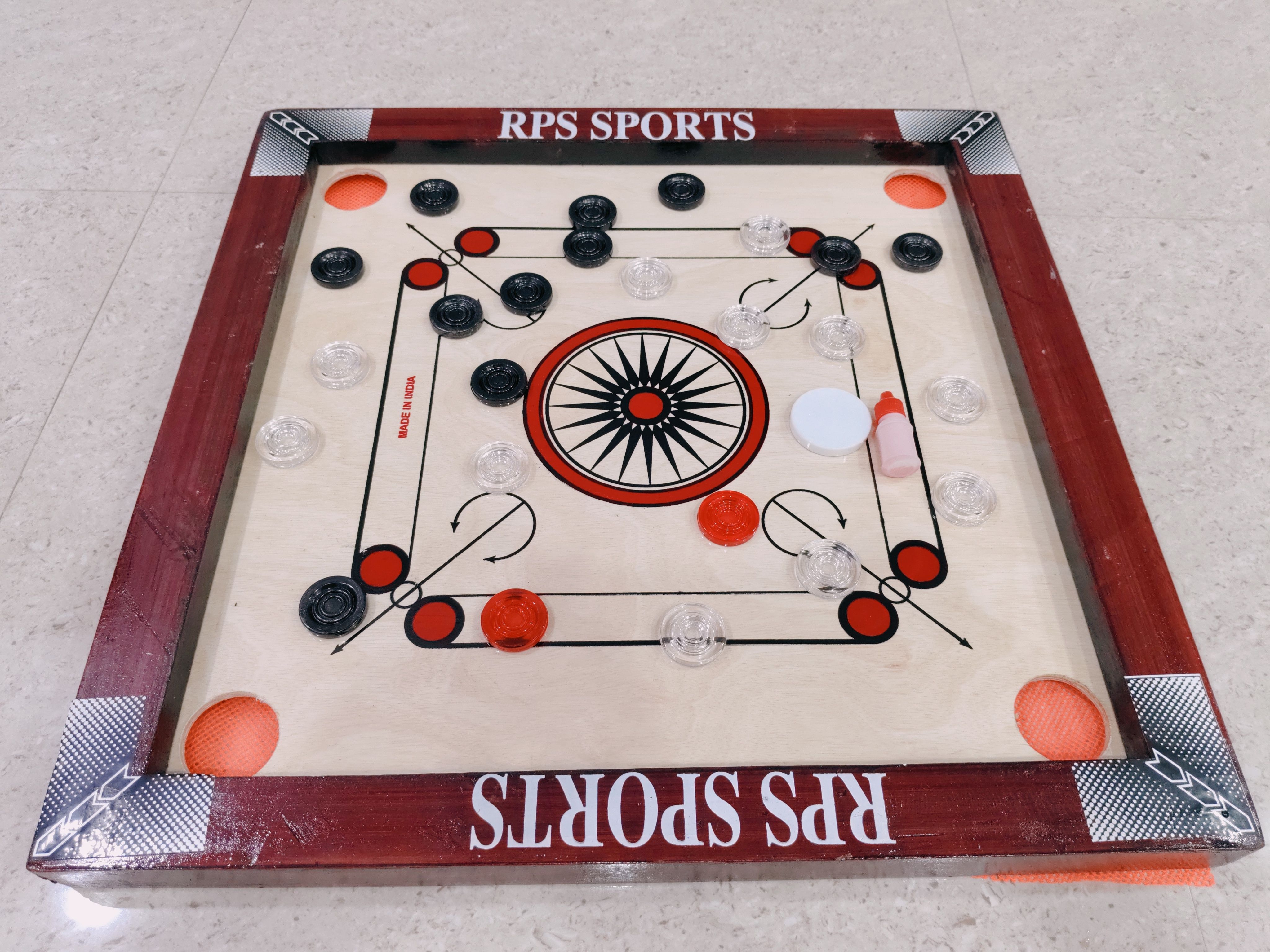 rps sports CARROM BOARD 20 INCH WITH GOTIYAN, CRYSTAL COINS 20 PCS, STRIKER AND POWDER 50 cm Carrom Board-picture-46