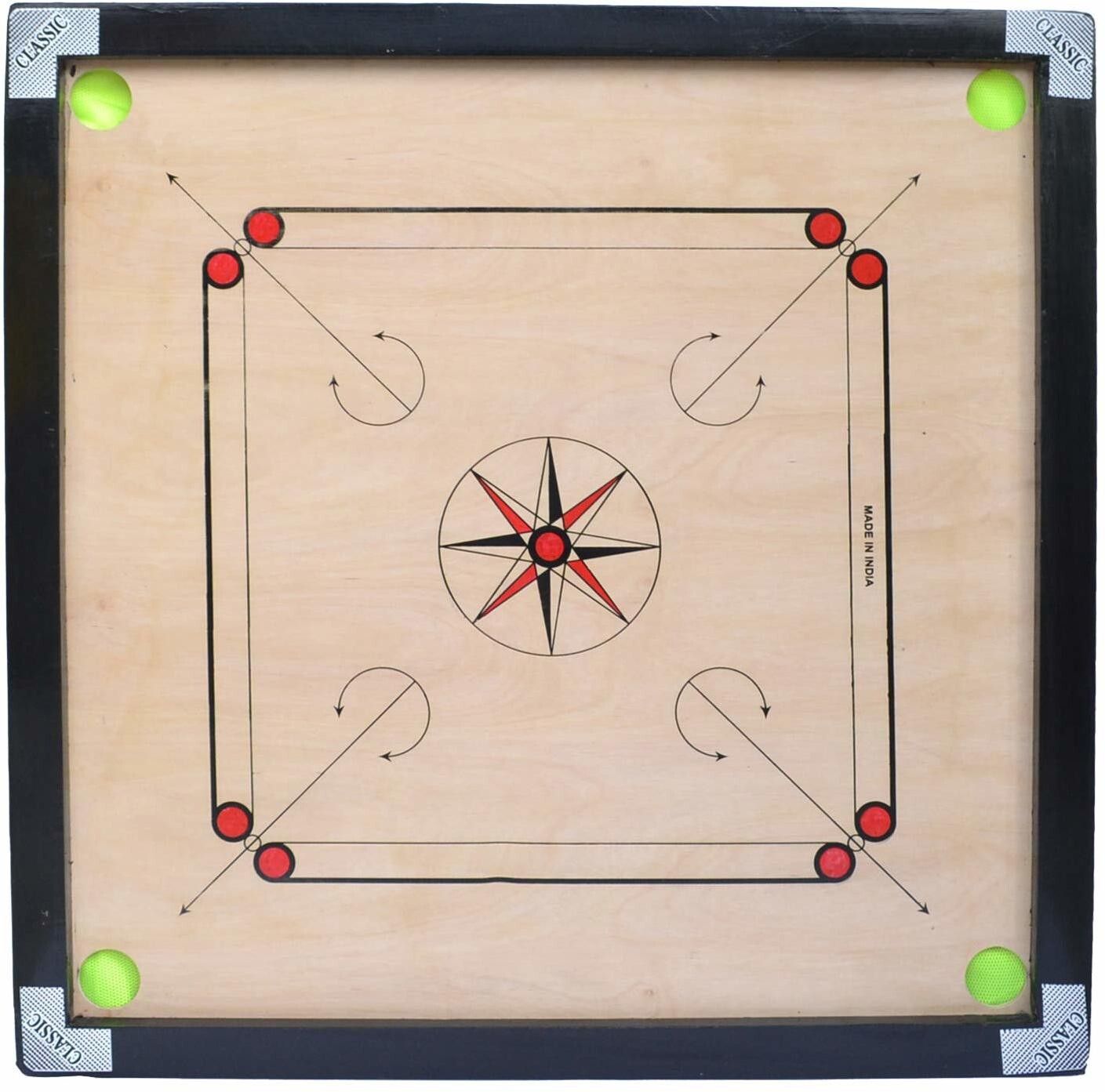 Full Size 32 INCH Woden Game with Premium Wooden Coin Striker Powder 32 cm Carrom Board