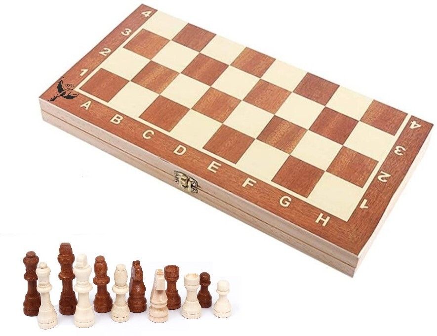 Wooden Folding Chess Set with Wooden Chess Pieces 32 cm Chess Board