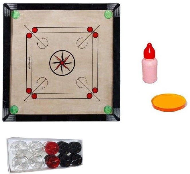 vsm Lazer Medium Size 26 Inch With Carrom Coin PVC,2 Striker, 1 Powder 1.5 Inch Fram 50 cm Carrom Board-picture-4