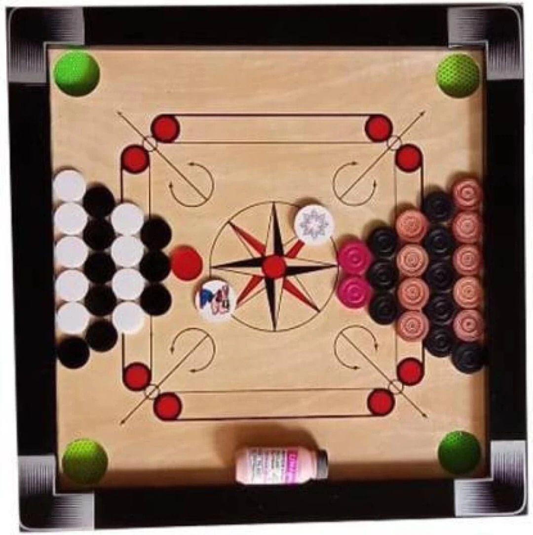 gamers hub Wood Small Size 20X20 with two set coins,striker & powder 8 cm Carrom Board-picture-32