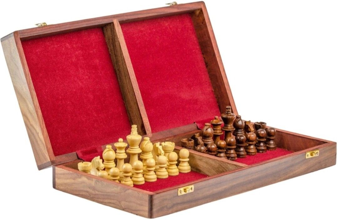 Wooden Hand Crafted (Non Magnetic) Foldable Chessboard Game 10 Inch 5 cm Chess Board-image-37
