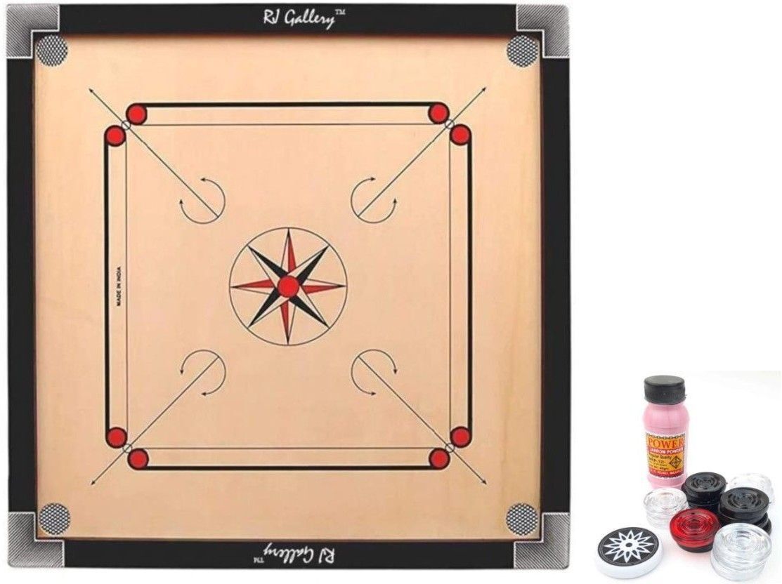 fitdex Large 32 inches wooden carrom board with crystal coins, striker and powder 81 cm Carrom Board-picture-49