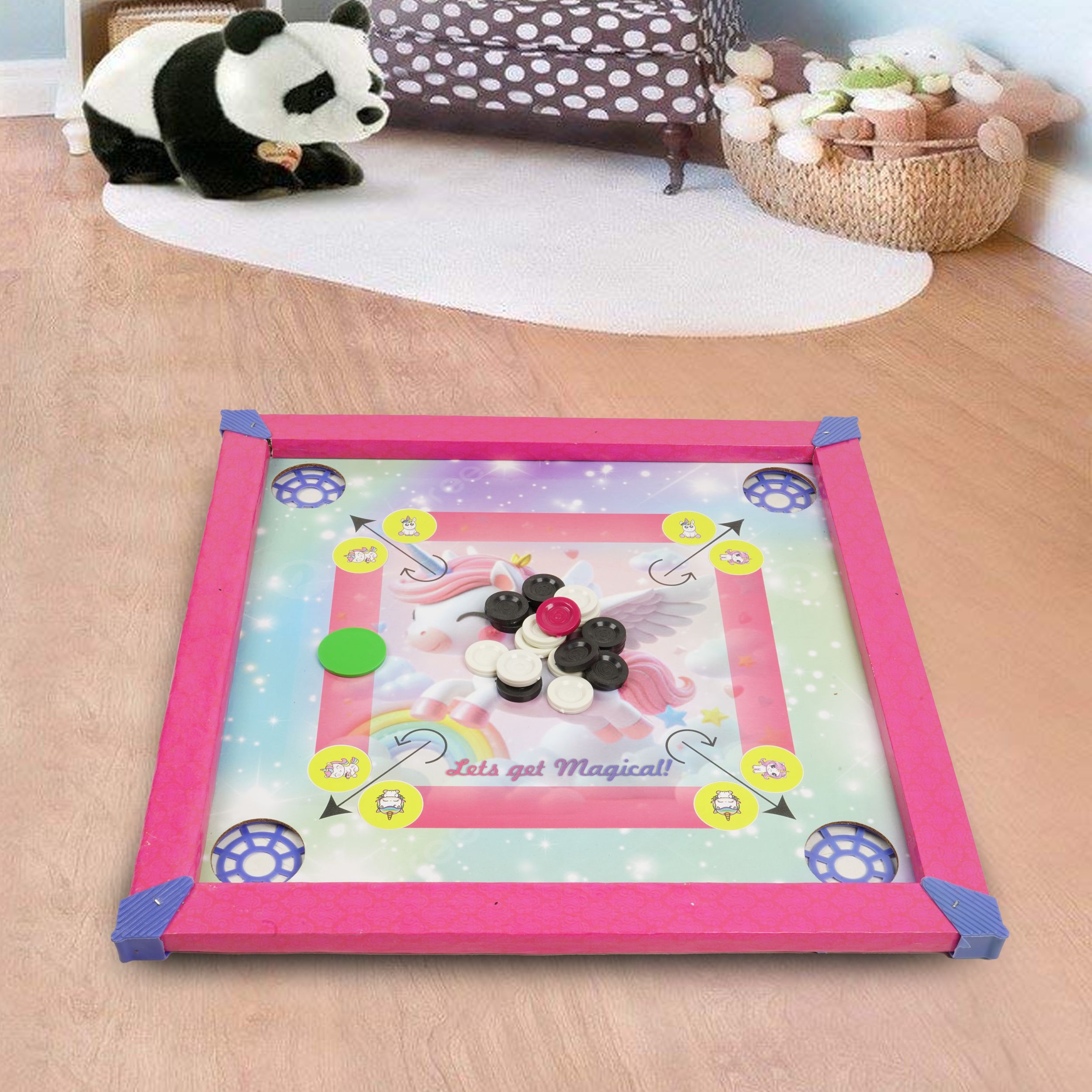 asian Unicorn Carrom Board 17 Inch – 2 in 1 with Snake Ladder & Accessories 44 cm Carrom Board-picture-22