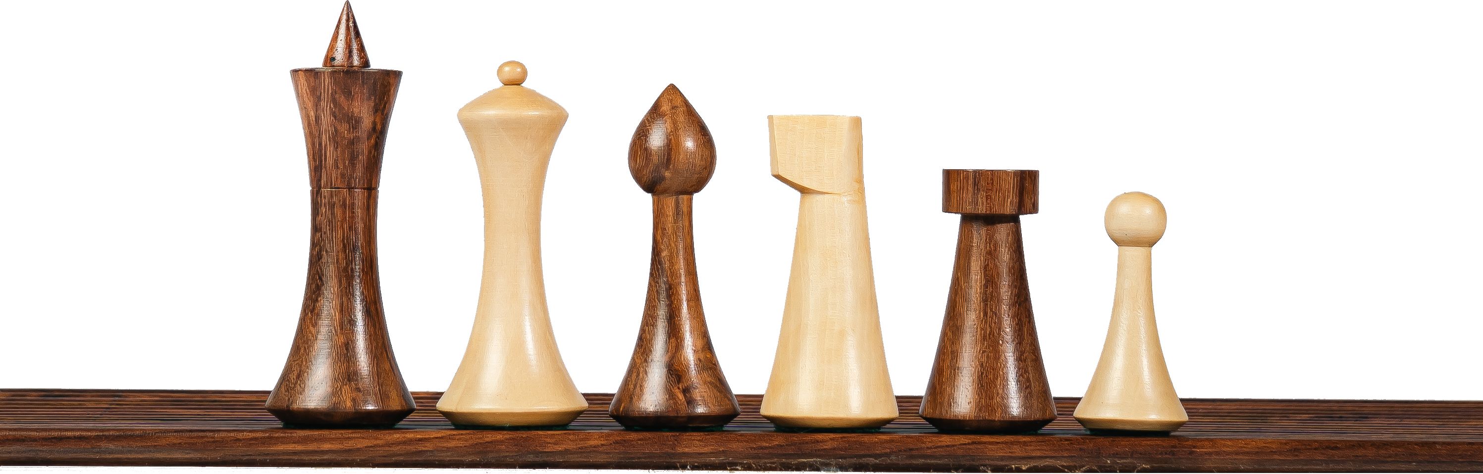 4” HERMAN OHME MINIMALIST WEIGHTED CHESS PIECES, 21’ WOODEN CHESSBOARD 55 cm Chess Board-image-2