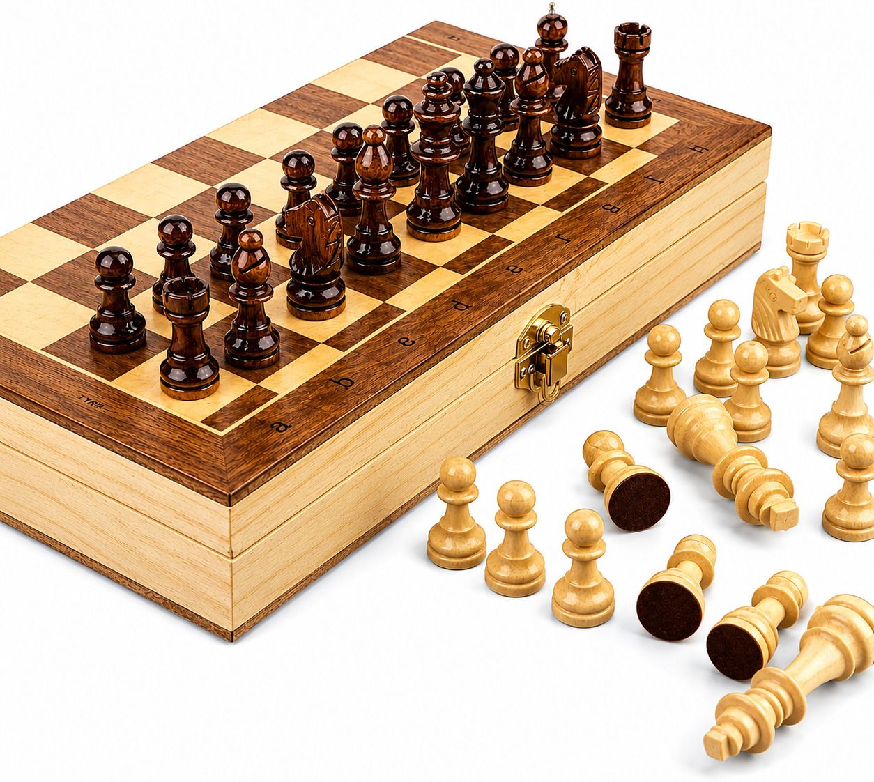 13"X 13" Wooden magnatic Folding Chess Set 2 Players 33.02 cm Chess Board-image-36