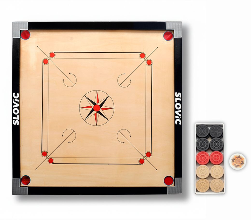 slovic Carrom Board | 26 x 26 inches with 20 Coins & Striker | 66 cm Carrom Board-picture-12