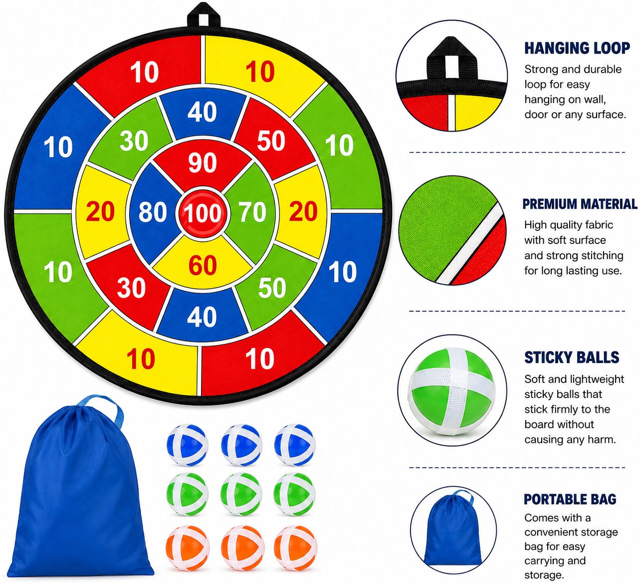 29 Inch Sticky Ball Dart Board 45 cm Dart Board-image-12