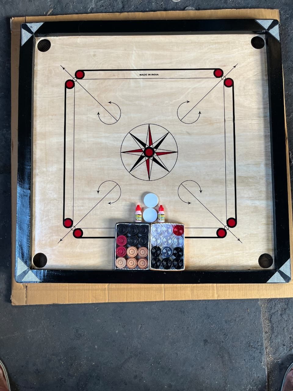 shaad top 32INCH CARROM BOARD (PAWN)2 COINES SET WITH DOUBLE STICKER 4 cm Carrom Board-picture-46