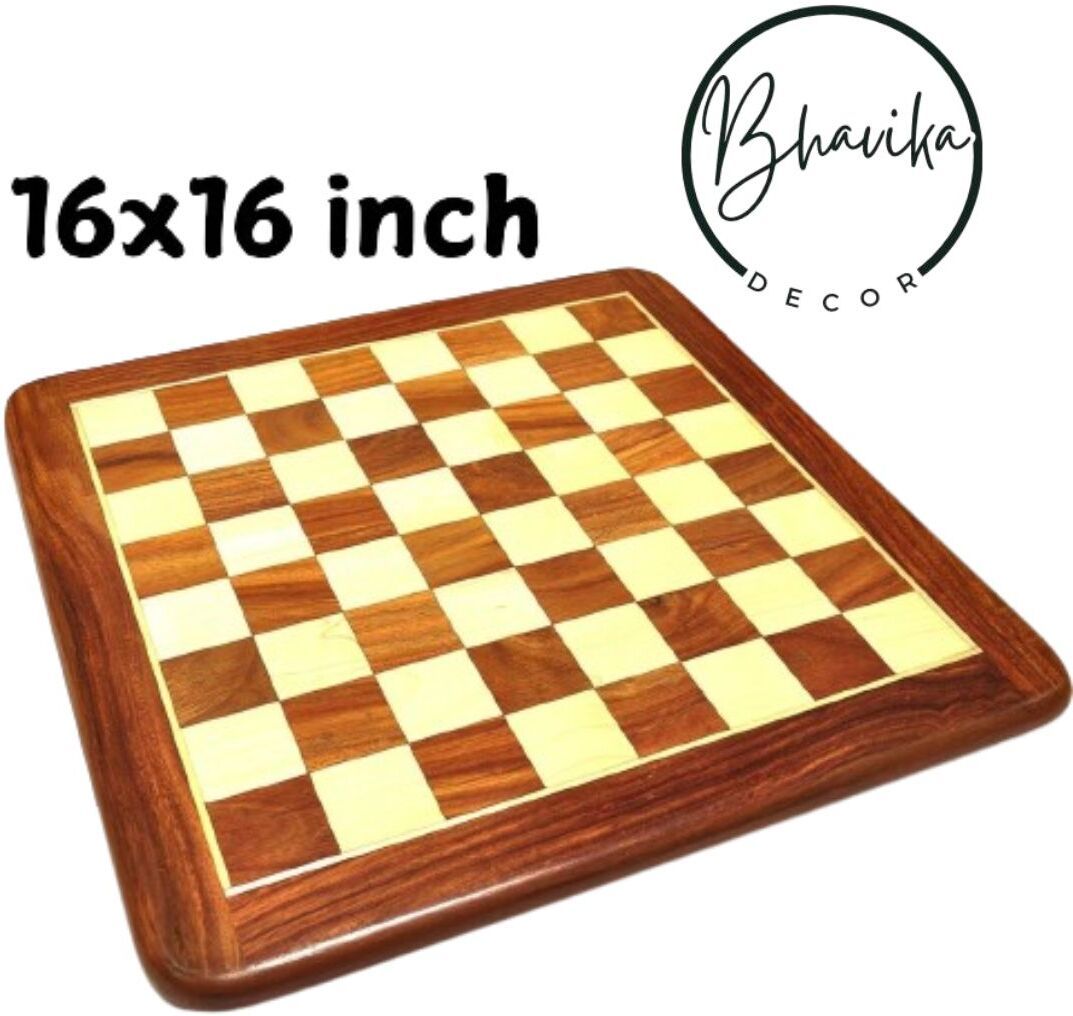Handmade Flat Wooden Chess Board | Chess Peices Not Included|16x16inch 40.64 cm Chess Board