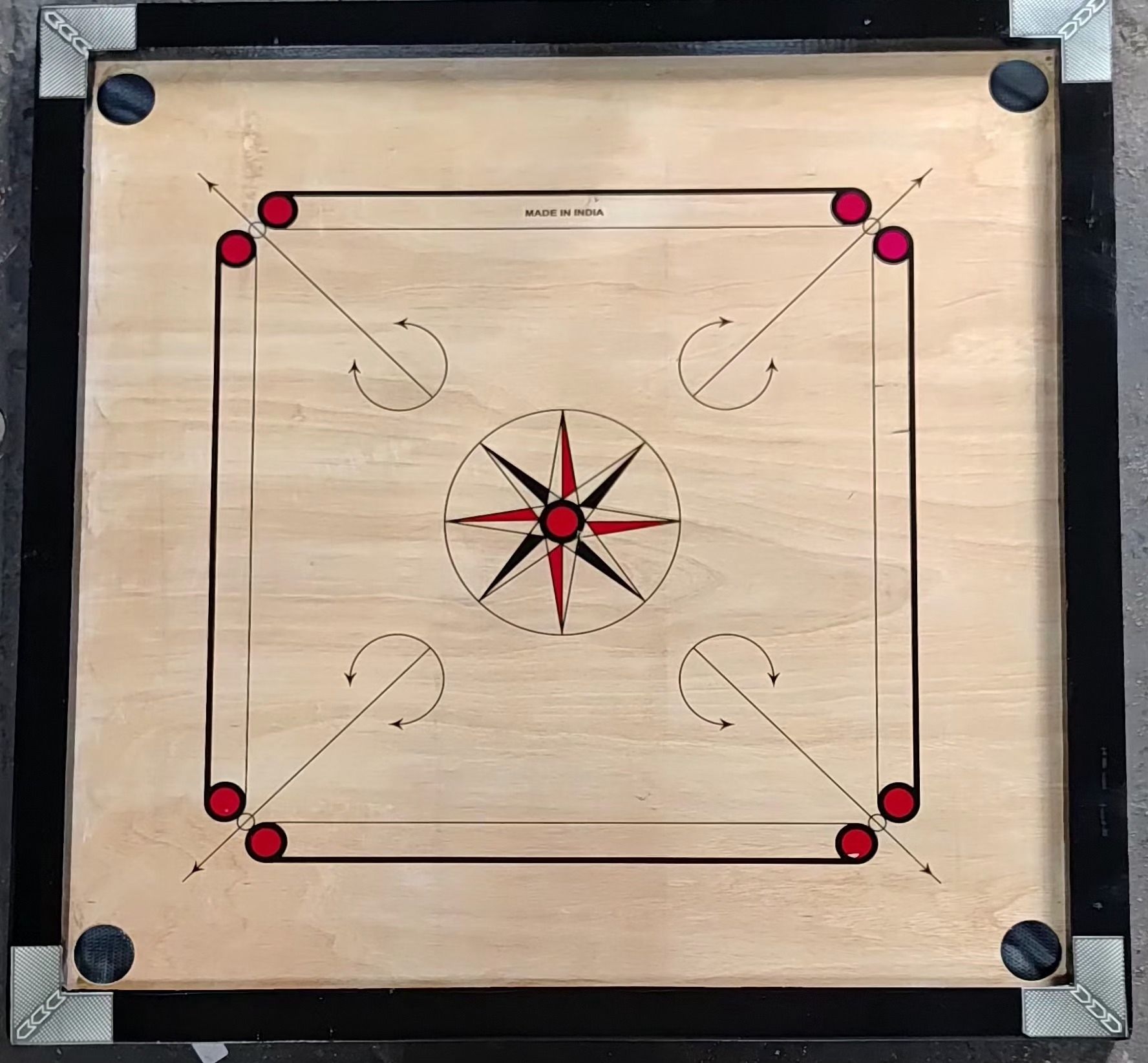 shaad top 32X32 INCH CARROM BOARD WITH WOODEN COINS SET AND DOUBLE STAIKR.2 POWDER 4 cm Carrom Board-picture-36