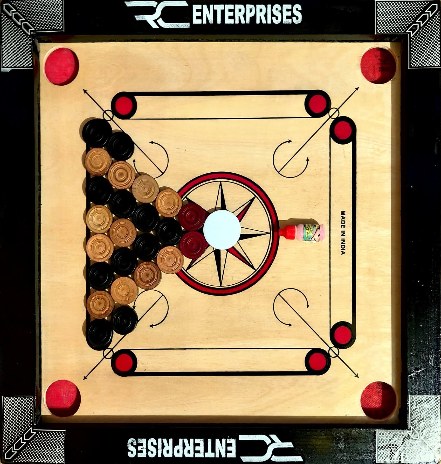 CARROM BOARD with 24Pcs. Wooden Coins, Powder, Striker 50 cm Carrom Board