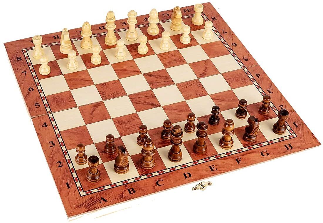 Classic Wooden 3-in-1 Chess Board Game Set | Wooden Chess Board with Checkers 5 cm Chess Board-image-42
