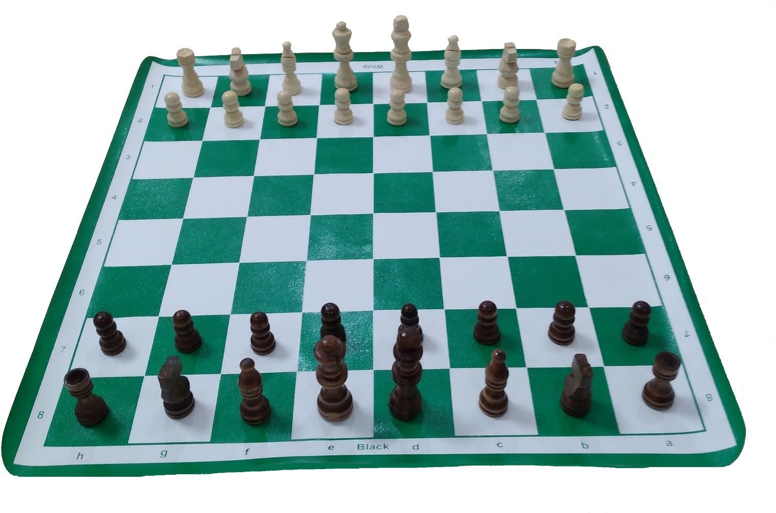 tima 17"X17" Tournament Roll-Up Vinyl Tournament Chess Set with 32 Wooden Chessmen 43.18 cm Chess Board-picture-1