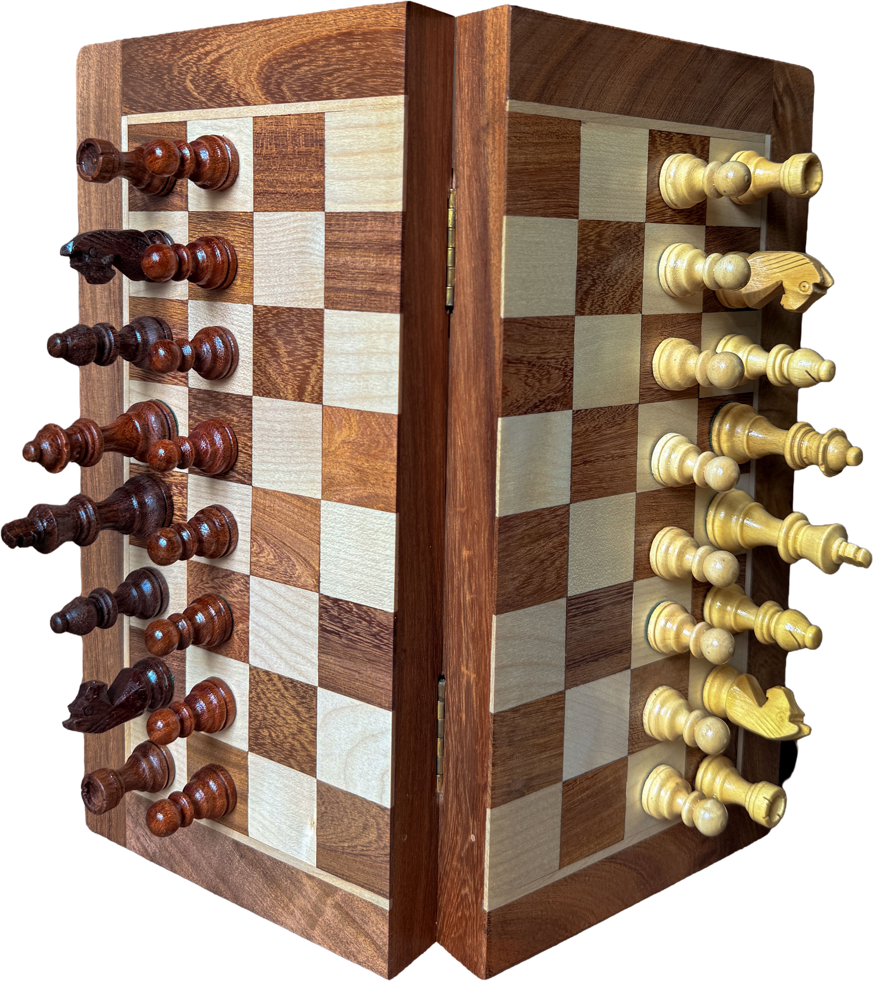 12x12 wooden handmade magnetic foldable chess board with magnetic chess pieces 30.5 cm Chess Board-image-18