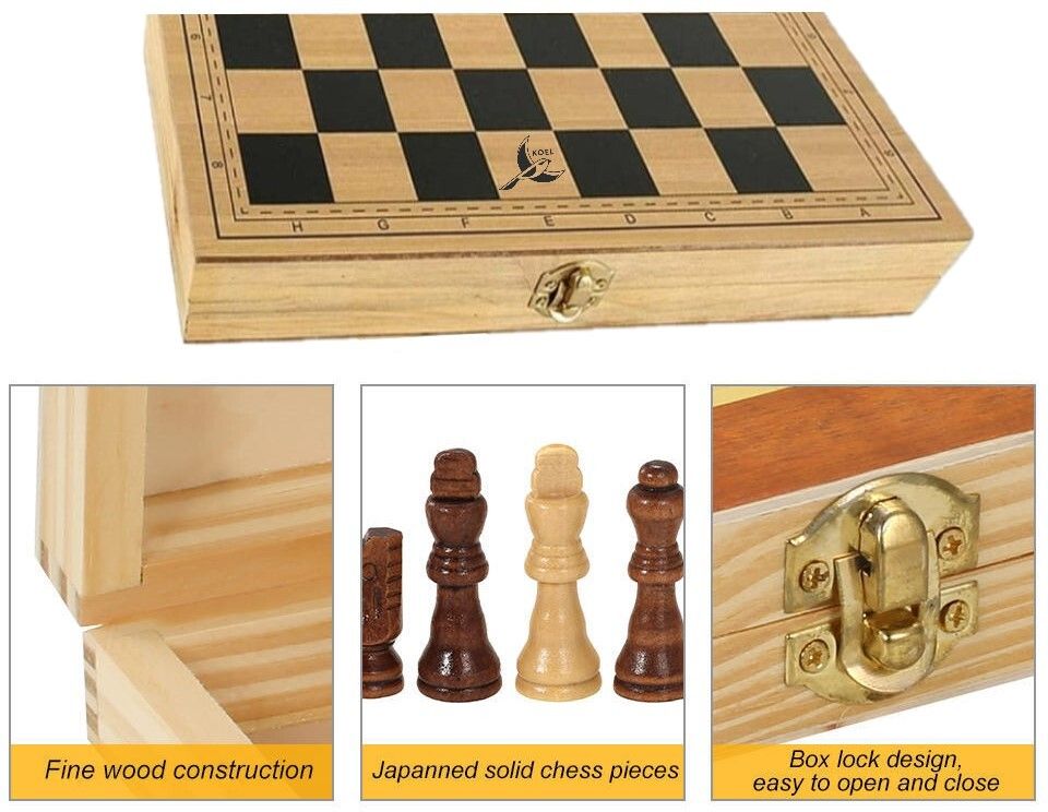 Wooden Folding Chess Set with Chess Pieces 30 cm Chess Board