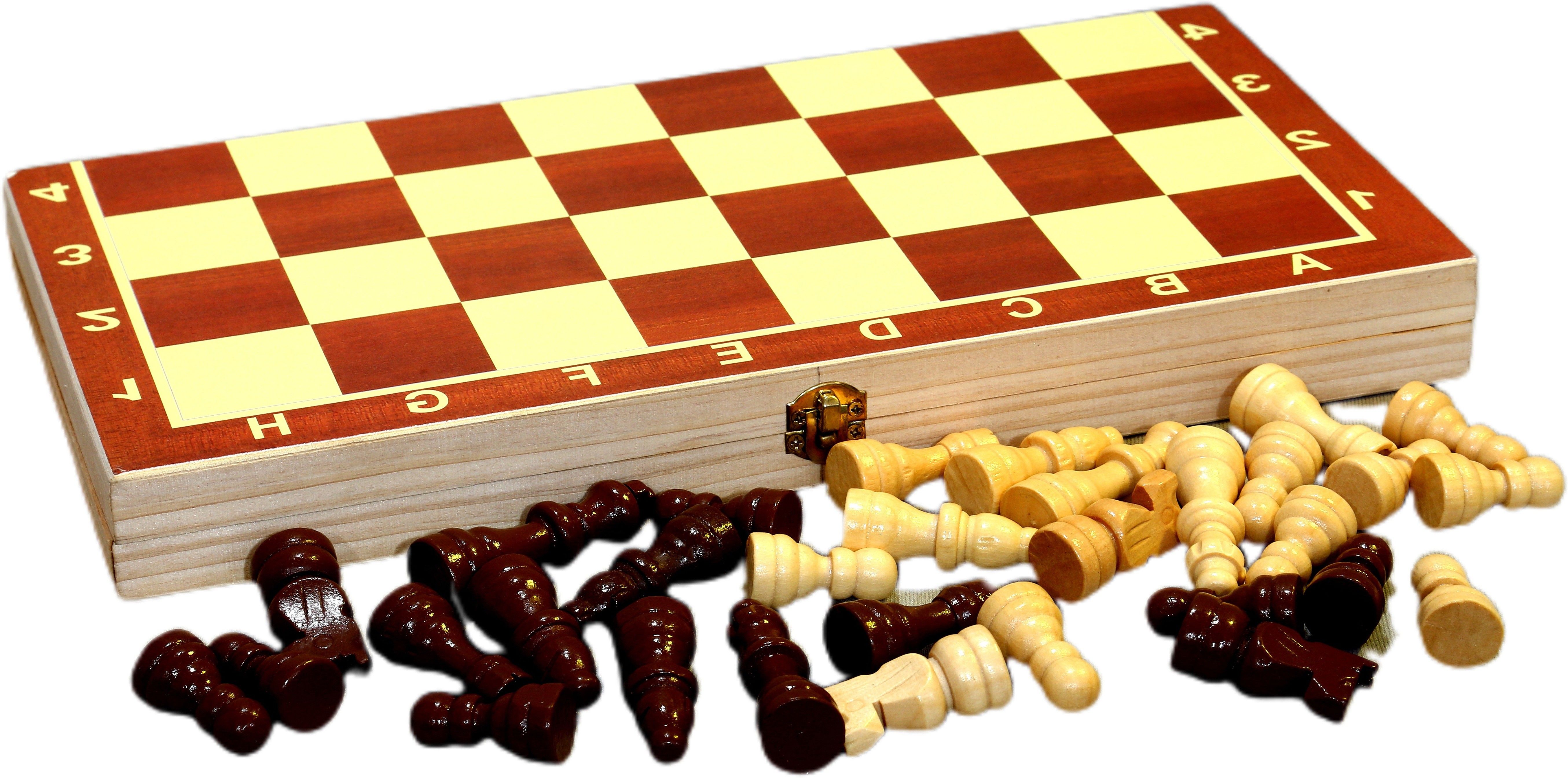 14*14 Foldable Wooden Chess Board with 32 Wooden pawns 35.5 cm Chess Board