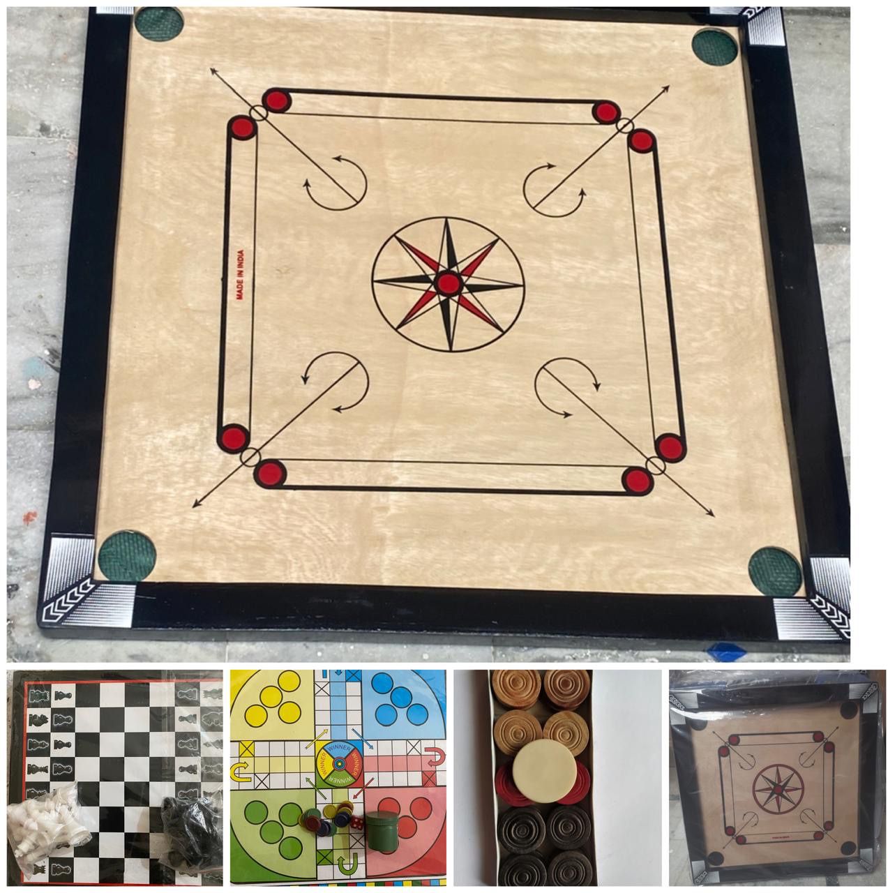 shivtirth CARROM BOARD 20 Inch with Ludo&Chess, 24Pcs.Wooden Coins, Powder, Striker 50 cm Carrom Board-picture-11