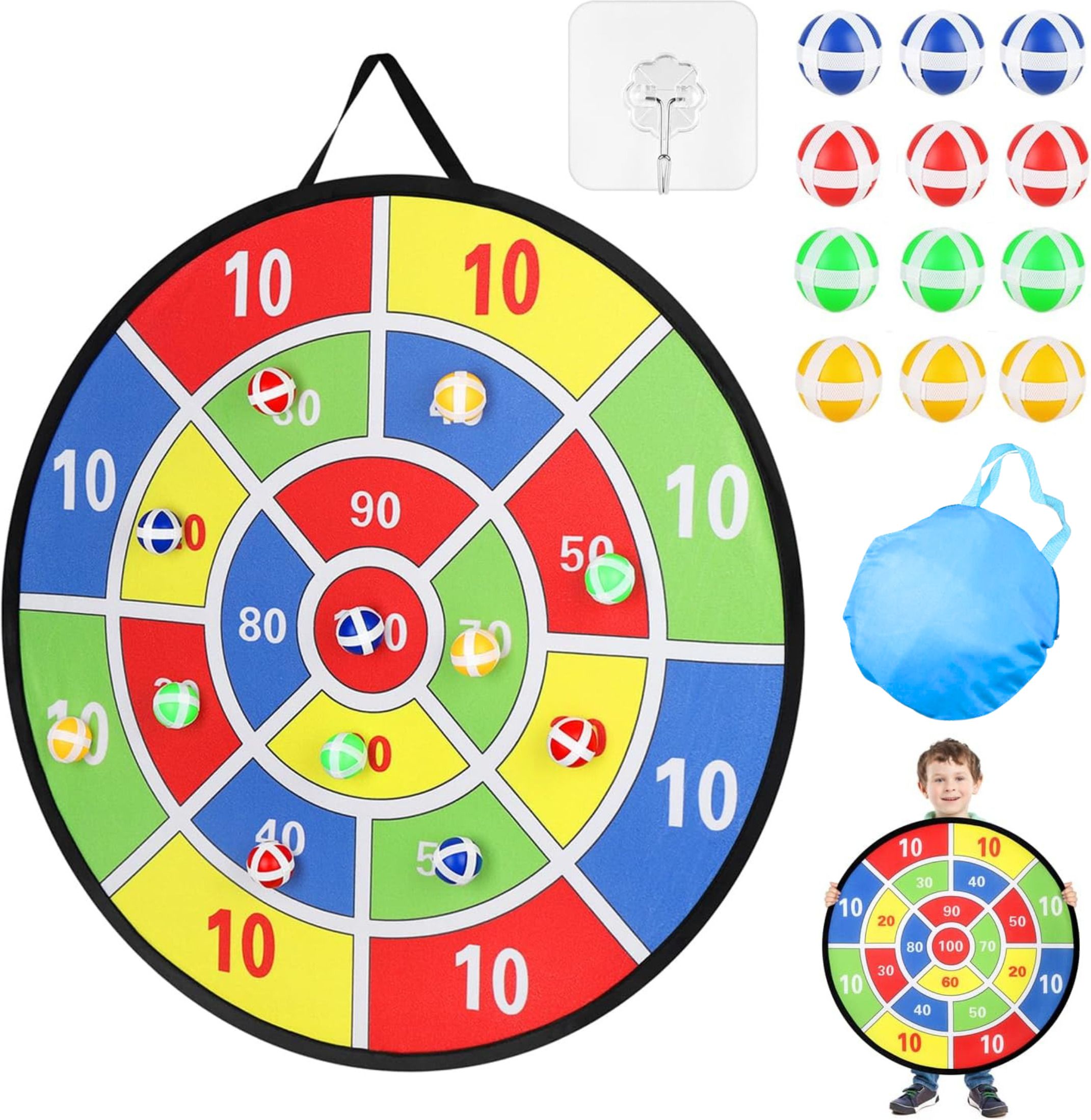 vezacie 29-Inch Kids Dart Board with 12 Sticky Balls, Indoor Outdoor Target Game Toy Dart Board Game-picture-27