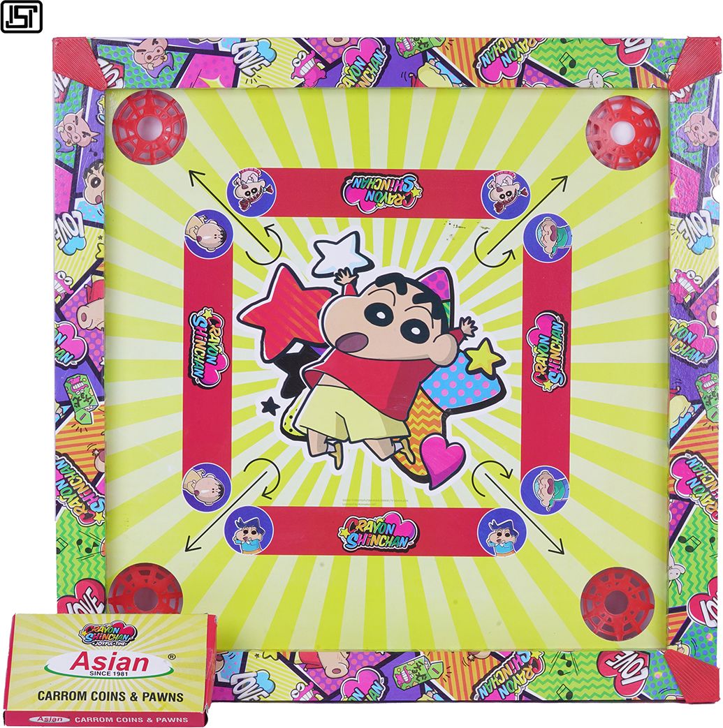 Shinchan Carrom Board with Coins & Pawns | 2 in 1 Carrom and Ludo 3 cm Carrom Board-image-25