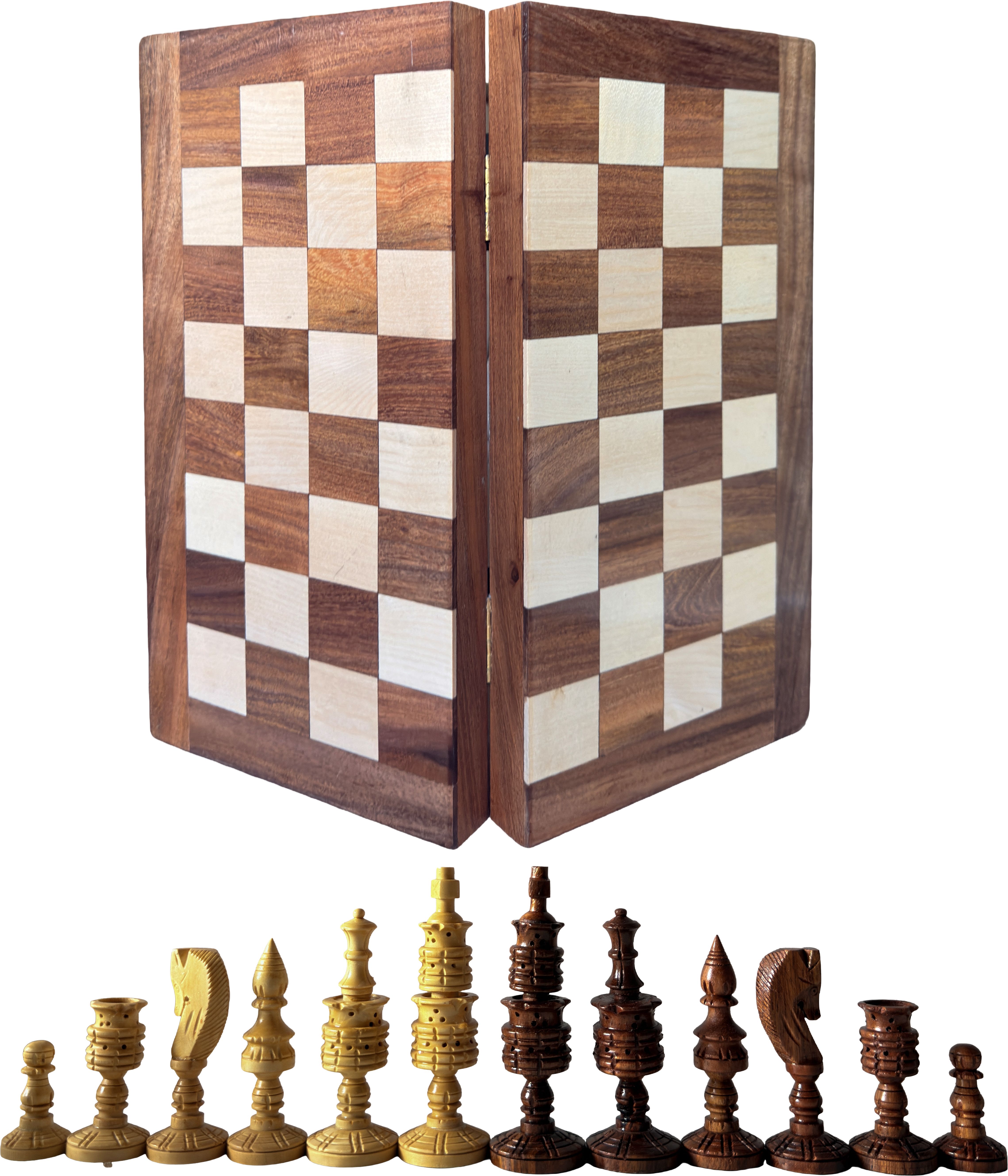 14x14 foldable wooden non magnetic chess board woth luxury chess pieces 35.5 cm Chess Board-image-19
