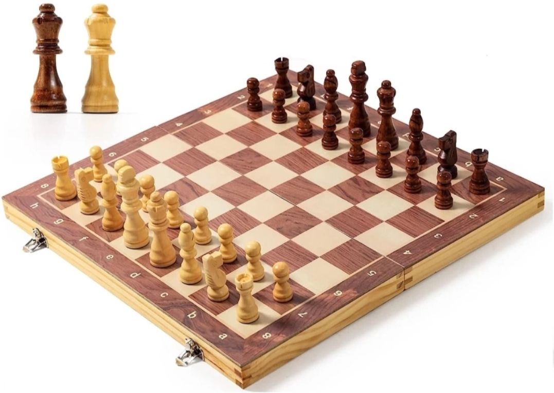 crazxx Wooden folding chess with storage slot, chess board with 24 wood pieces gotti 31 cm Chess Board-picture-0
