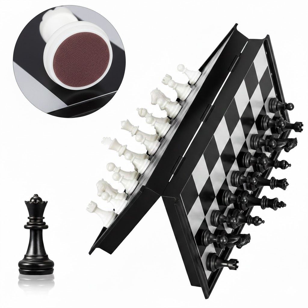 Magnetic Chess with Foldable Board, Travel Friendly Chess for Children & Adults 1 cm Chess Board