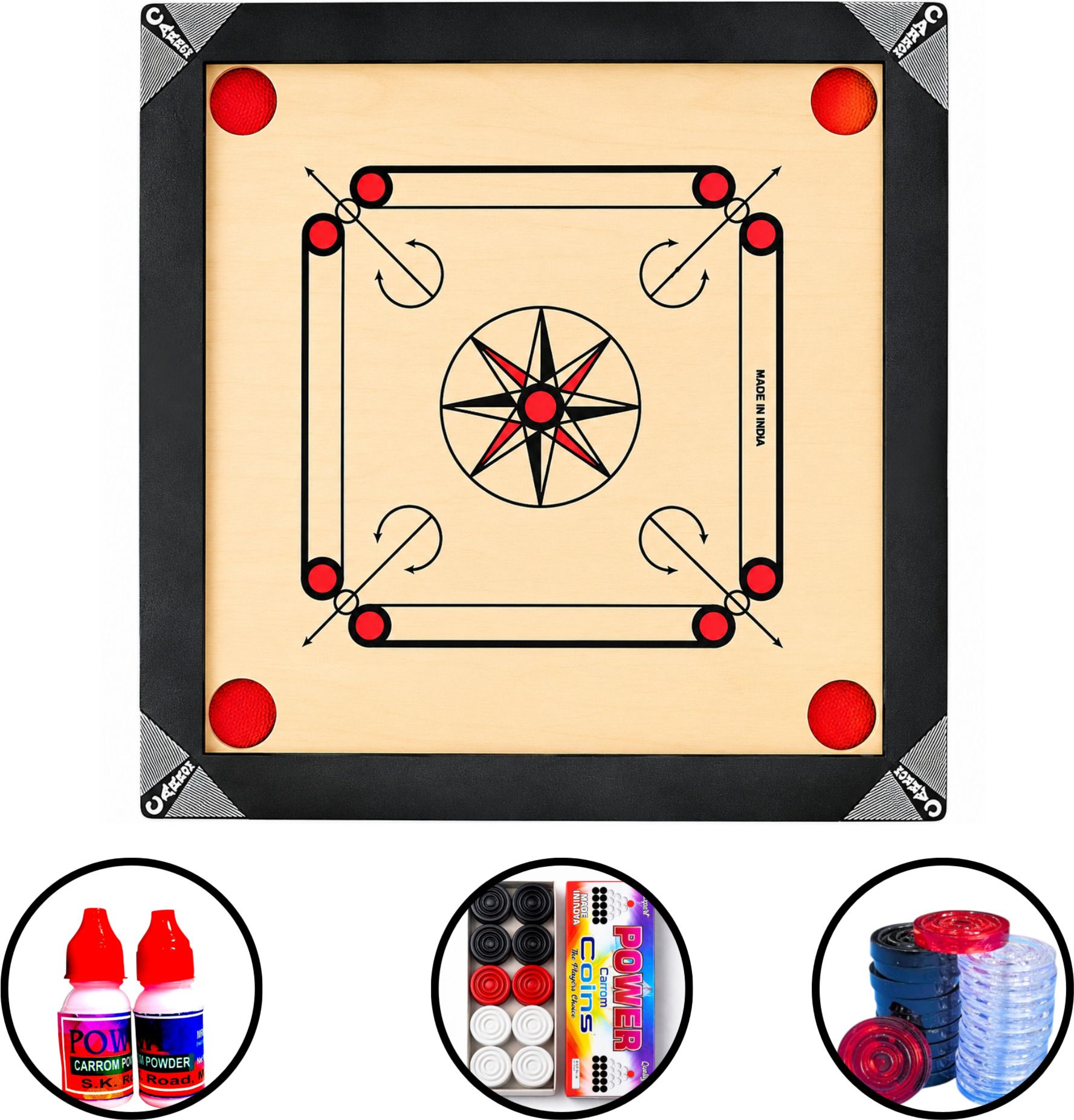 Professional Carrom Board | Easy Glide Surface | Indoor Family Fun 55 cm Carrom Board-image-12
