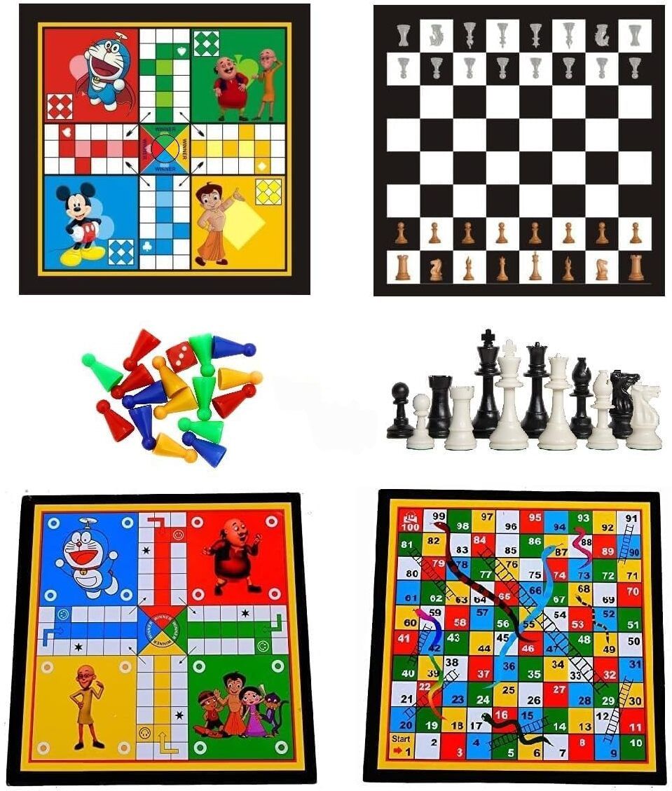 Ludo board Snakes & Ladders and chess board Set kids game Party & Fun Games 2 cm Chess Board-image-9