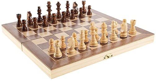 spocco 11x11 Inch Wooden Folding Chess Set with 32 Wooden Pieces Board Game Set 03 28 cm Chess Board-picture-18