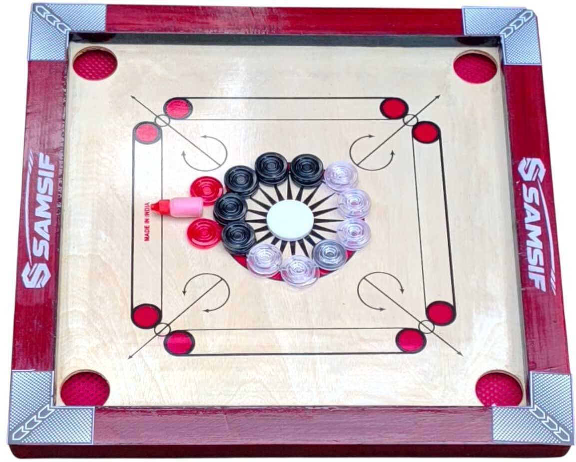 High Quality 20 Inch Red Carrom Board with Crystal Coins and Magic Powder 5 cm Carrom Board-image-39