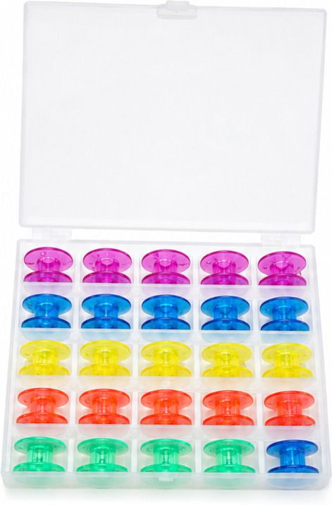 welcome tailors 25 Pcs of Multicolour Plastic Bobbin For Sewing Machines With Plastic Box Plastic Bobbins-picture-21