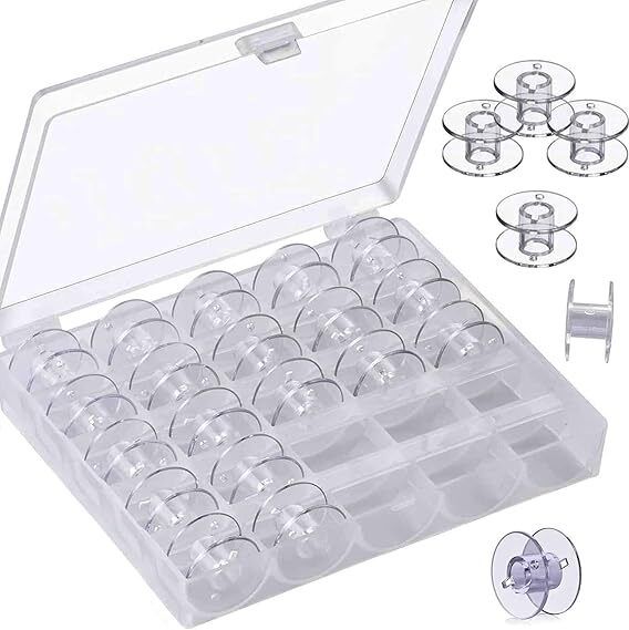 lanloy Clear Sewing Machine Bobbins 25 pcs with Case – Fits Usha Brother Singer Janome Bobbin Case-picture-10