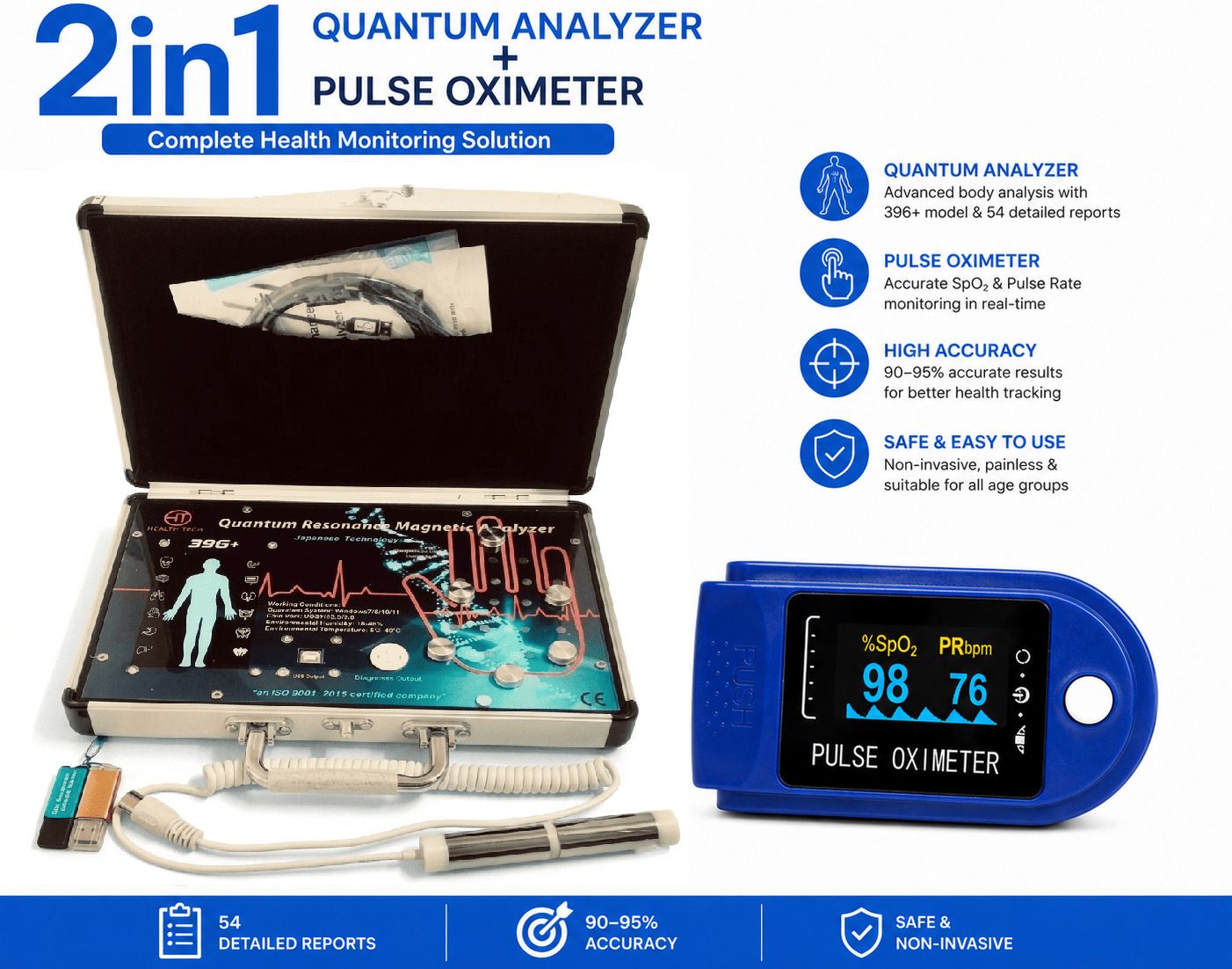 Health Tech India 39G+ Quantum Resonance Analyzer (Model : 2In1 with 1 Pulse Oximeter) Body Fat Analyzer-image-15