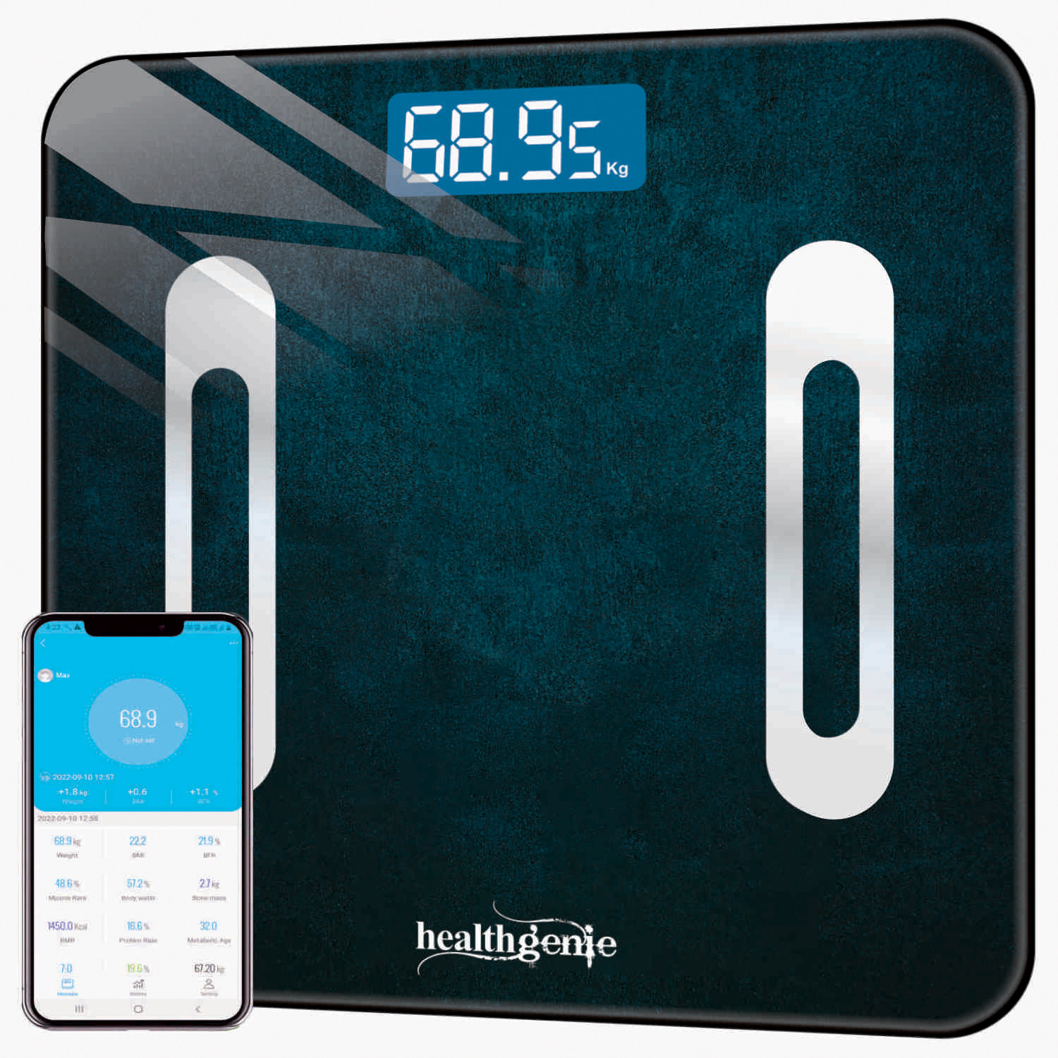 Healthgenie Smart Bluetooth Weighing Machine With 18 Body Composition Parameters, App Body Fat Analyzer image 1