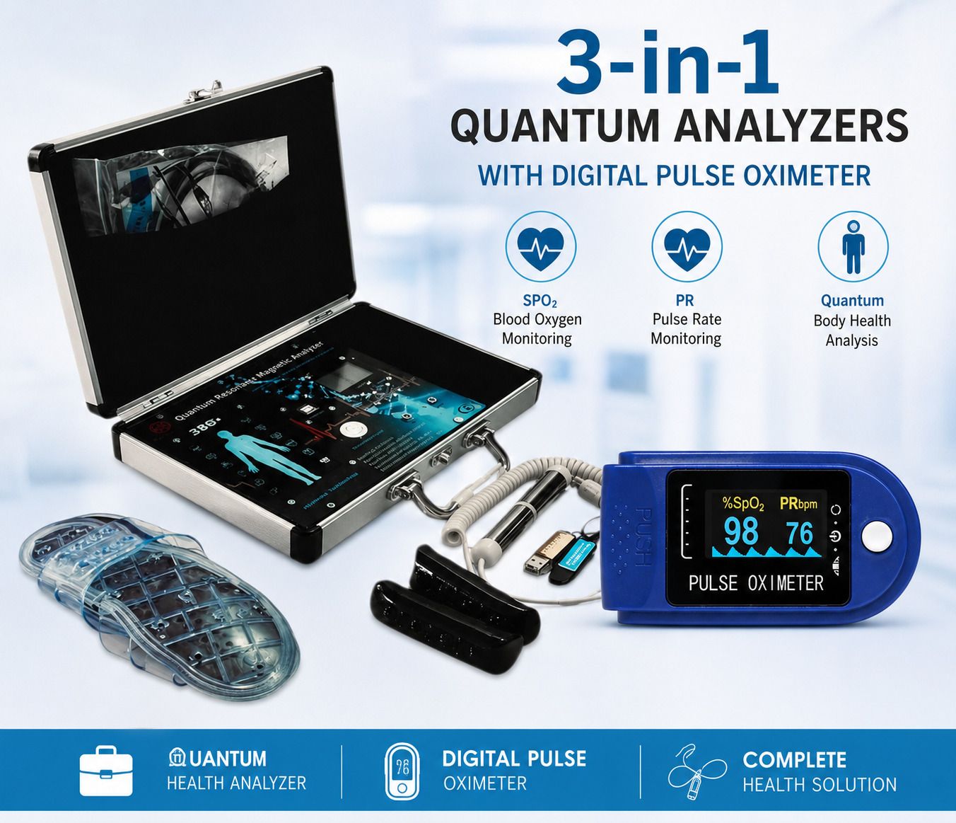 Health Tech India 39G+ Quantum Resonance Analyzer (Model : 3In1 with 1 Pulse Oximeter) Body Fat Analyzer-image-35