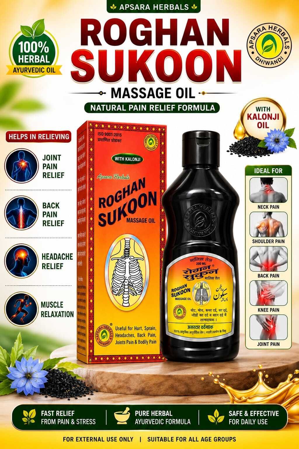 roghan sukoon Useful for hurts sprain Headaches Back Pain joint pain & bodily pain Liquid-picture-11