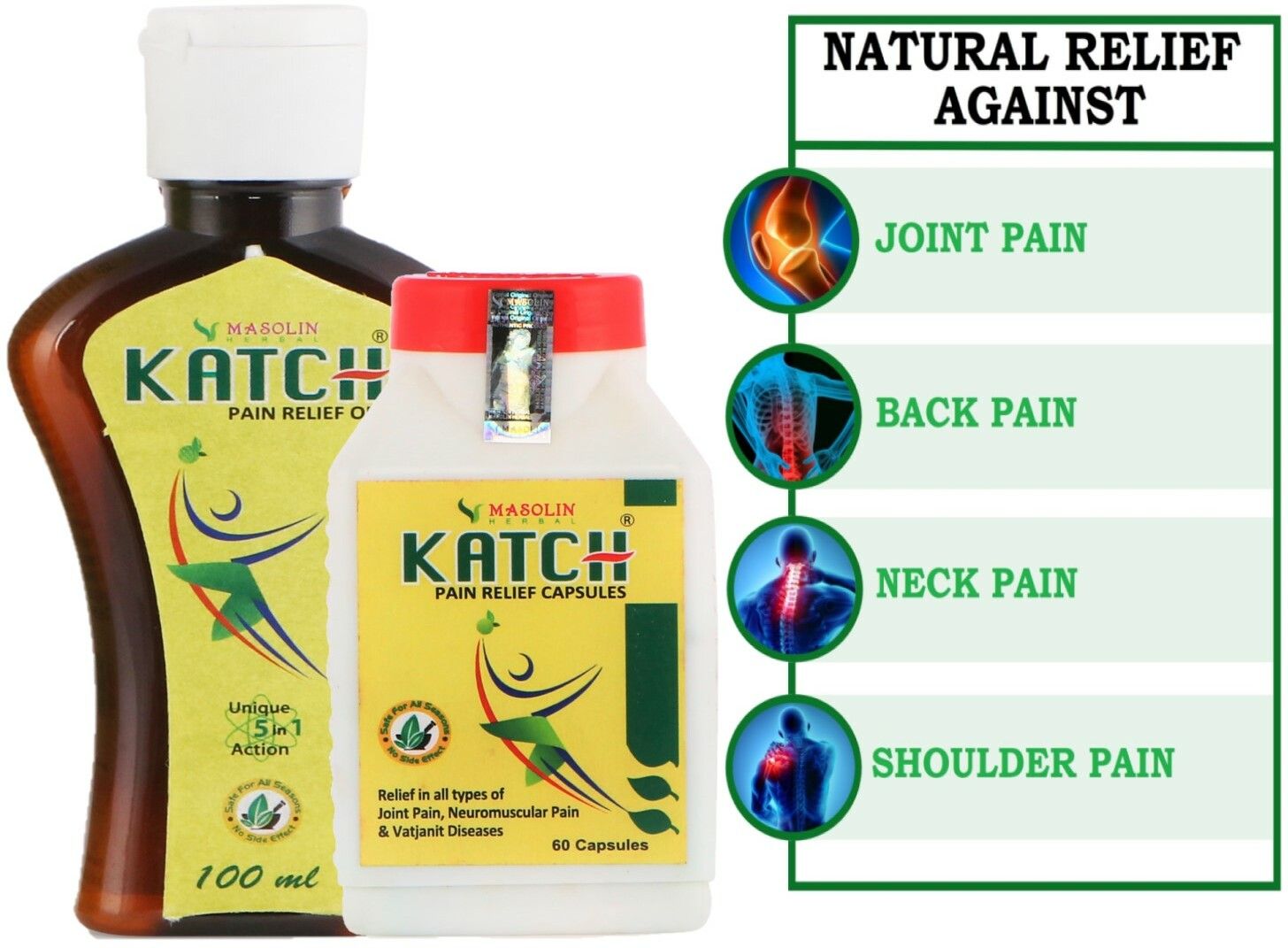 KATCH AYURVEDIC PAIN RELIEF OIL 100ML AND CAPSULES 60CAPS Liquid-image-43