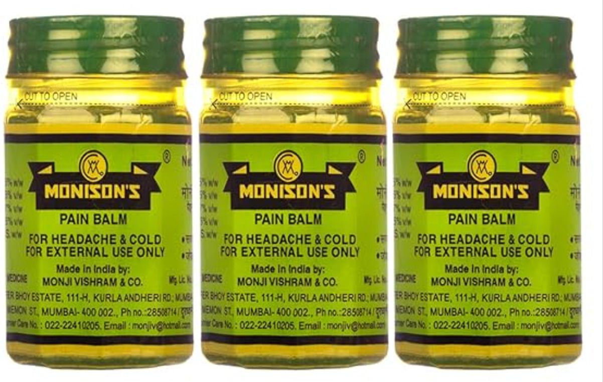 Monisons Pain Relief Balm (PK OF 3) – Ayurvedic Solution for Pain & Cold Relief Balm