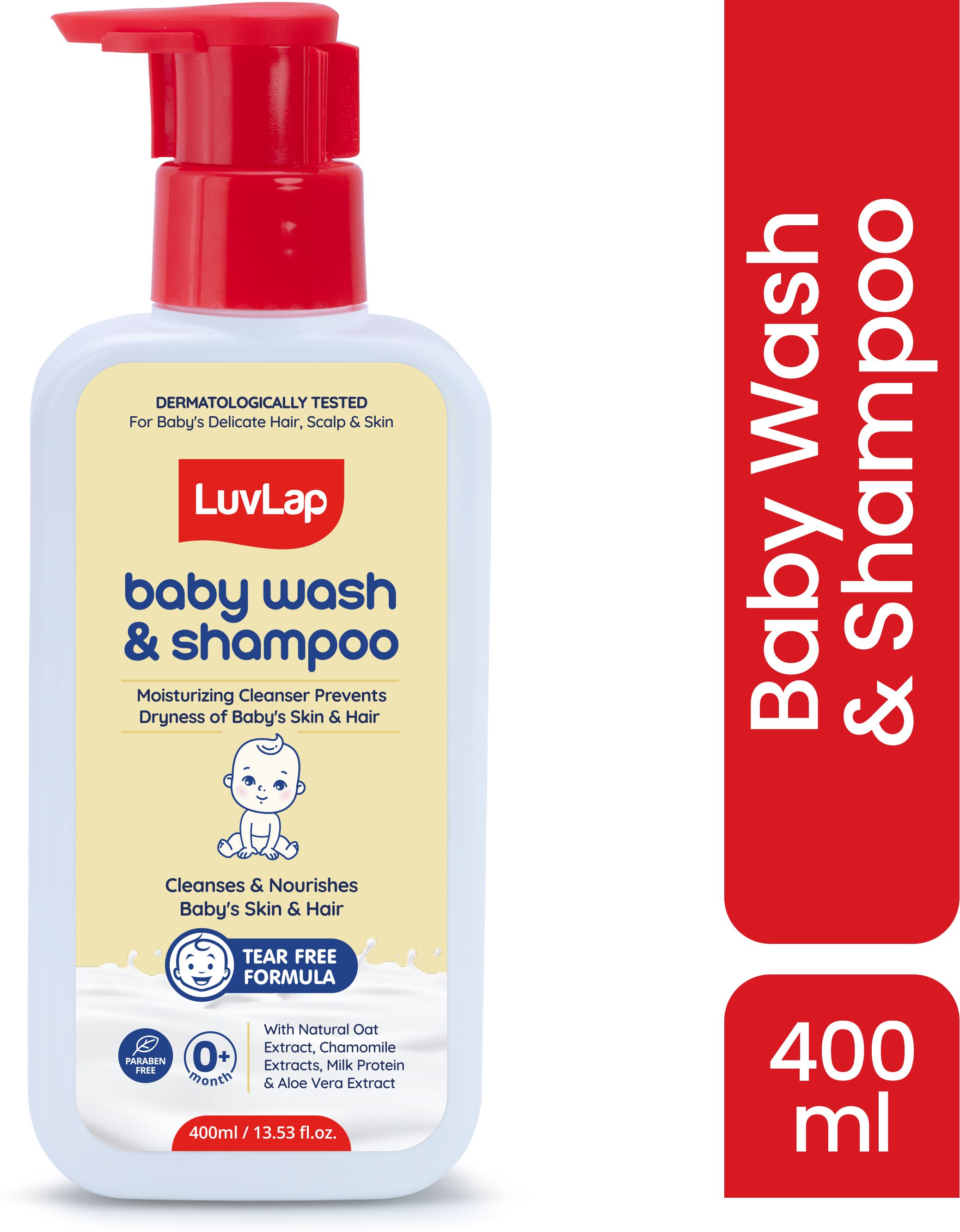 luvlap Baby Wash & Shampoo -400ml with Chamomile, Oatmeal & Shea Butter, Paraben Free-picture-29