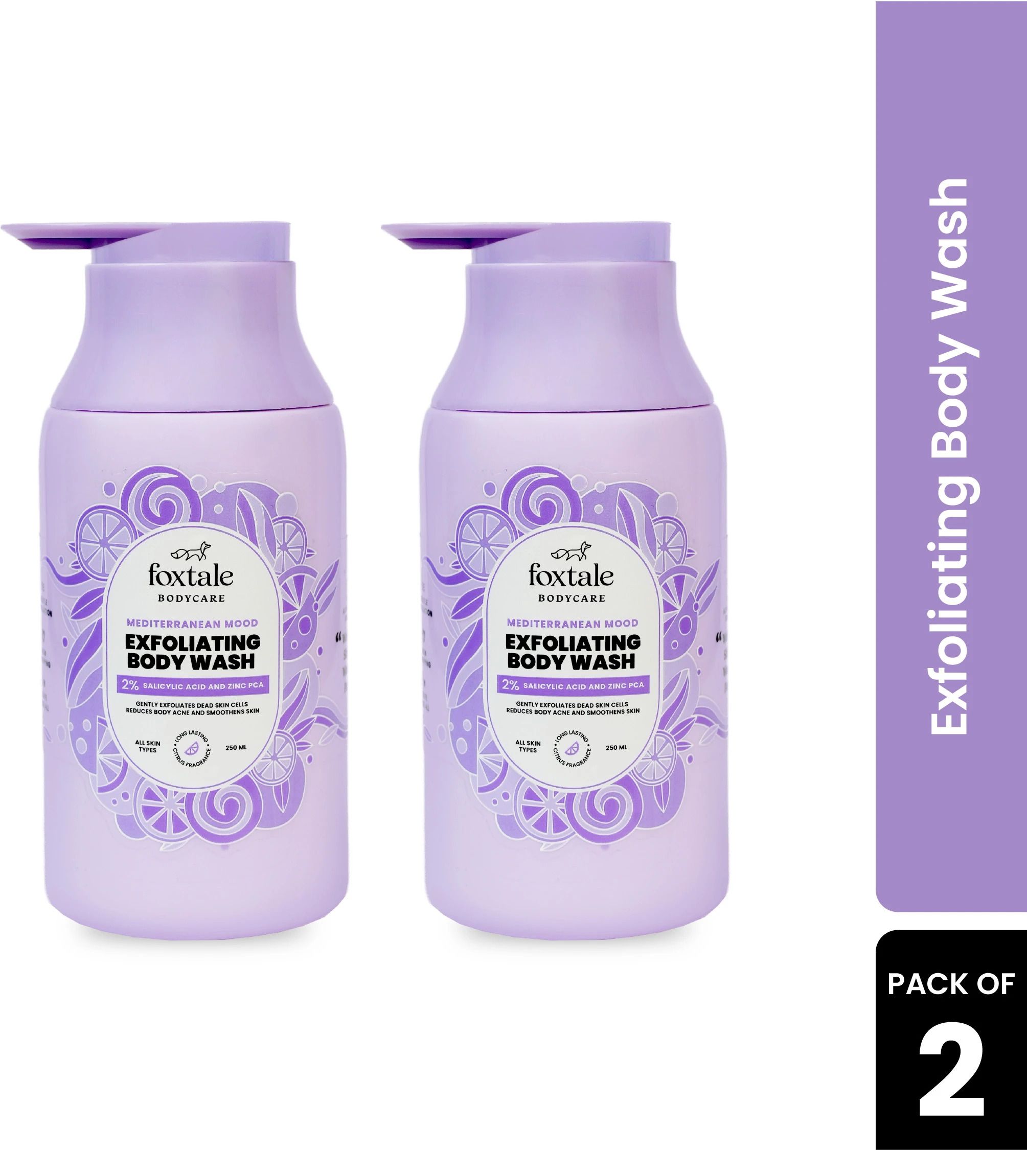 Exfoliating Body Wash Pack of 2 | Fights Body Acne, Bumps & Pigmentation