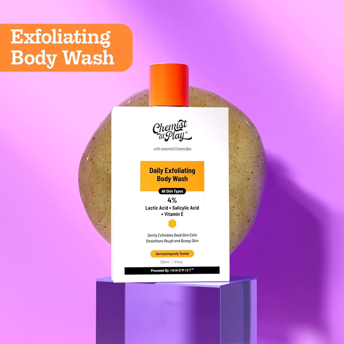 Exfoliating Body Wash - Lactic Acid, Salicylic Acid | Shower Gel for Women & Men