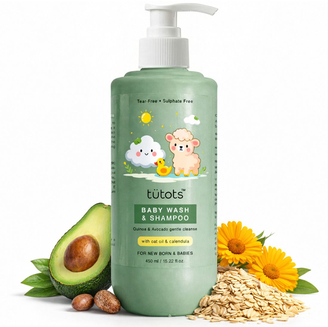 tutots Baby Wash and Shampoo with Quinoa & Avocado | 450 ml | Gentle Cleansing-picture-18