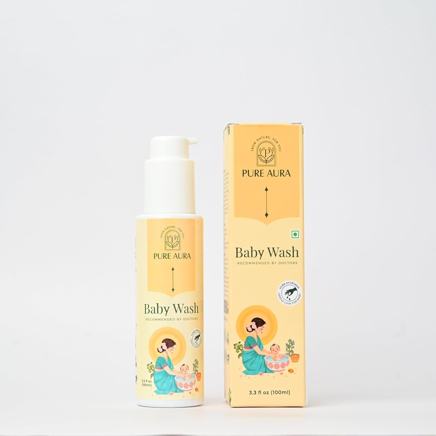 Baby Body Wash 100ml, 12 Ayurvedic Herbs, Tear-Free, Gentle, Newborn Safe