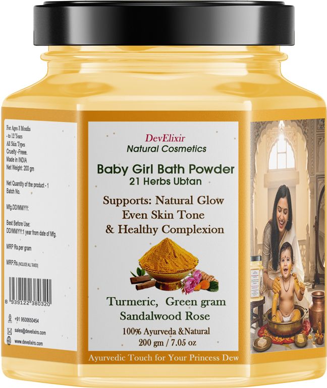 develixir natural cosmetics Girl Baby Ubtan 21 Herbs Nalangu Maa | Even Skin Tone & Hair Reduction Soft Skin-picture-36